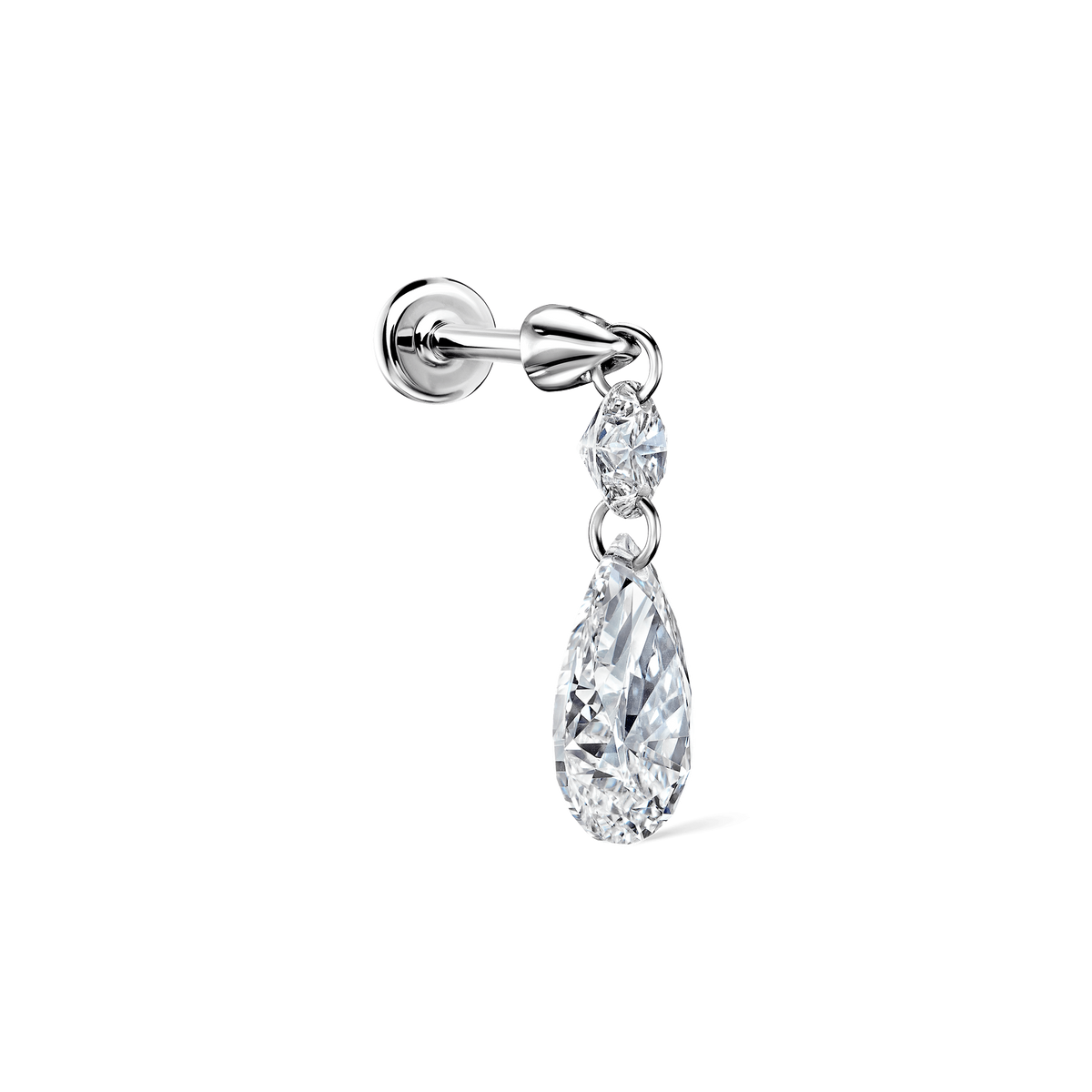 Floating Double Diamond Threaded Charm Earring