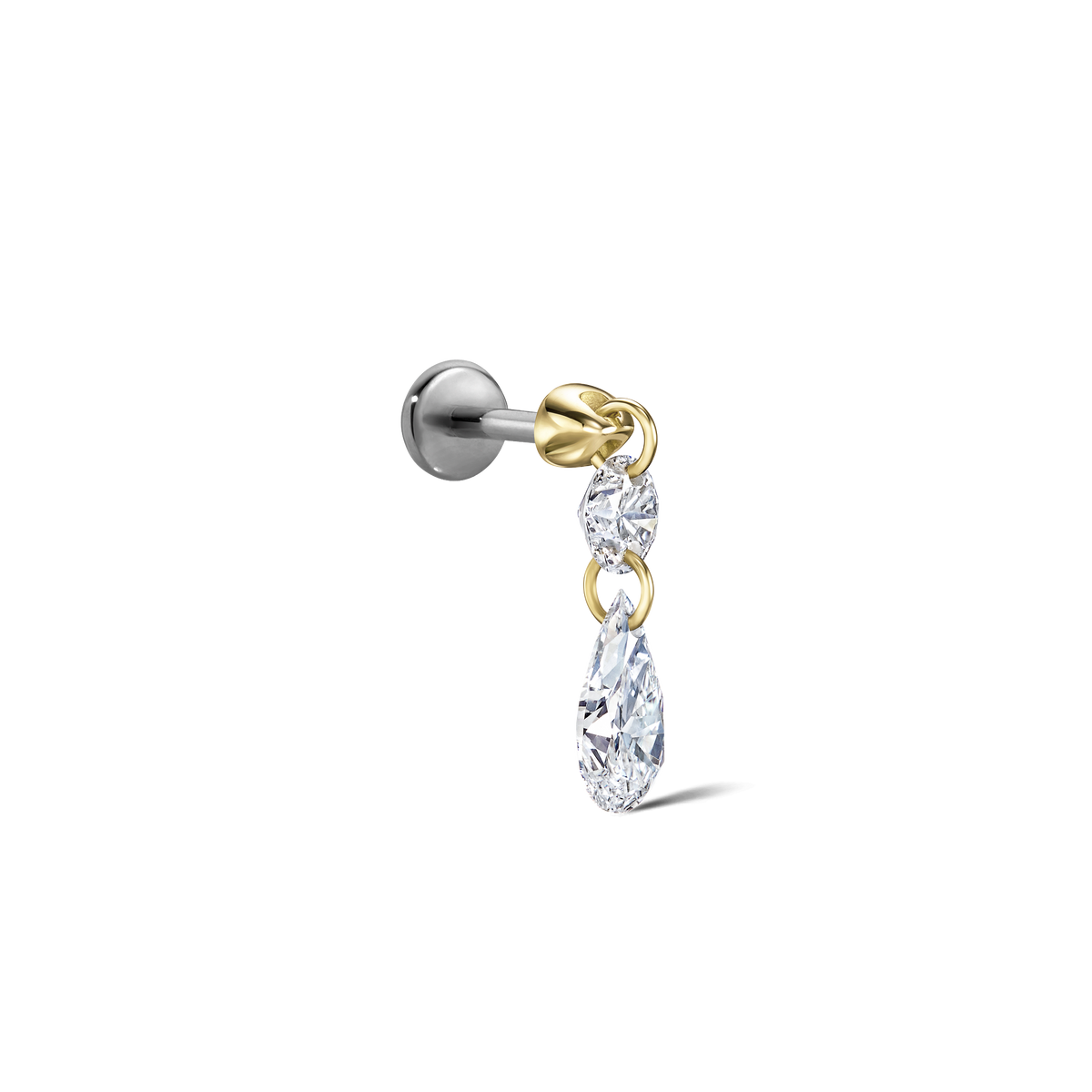 Floating Double Diamond Threaded Charm Earring With Titanium Backing