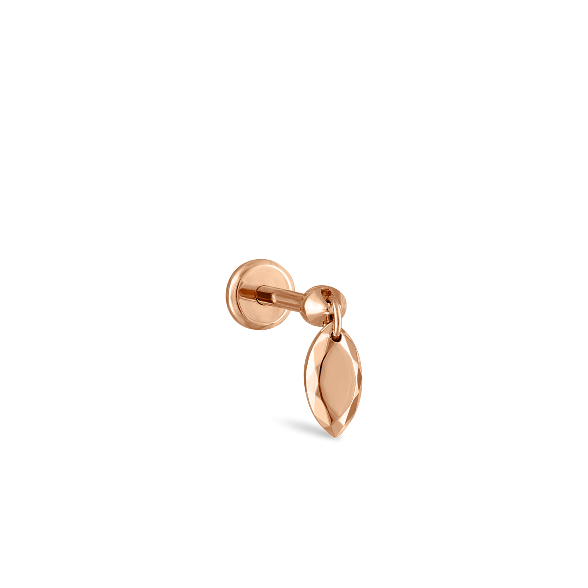 Faceted Gold Marquise Threaded Charm Earring
