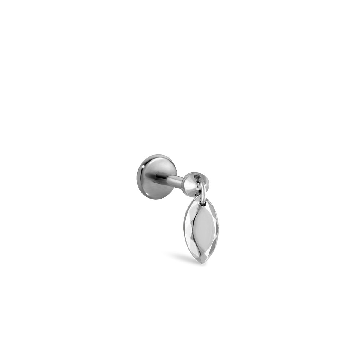 Faceted Gold Marquise Threaded Charm Earring With Titanium Backing
