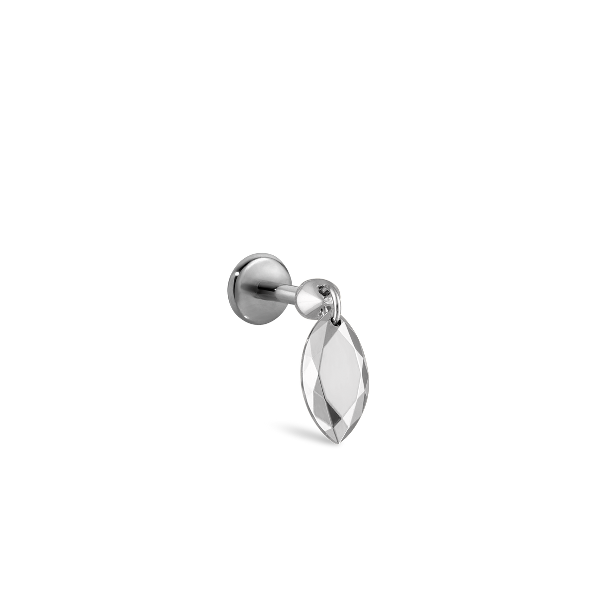 Faceted Gold Marquise Threaded Charm Earring With Titanium Backing