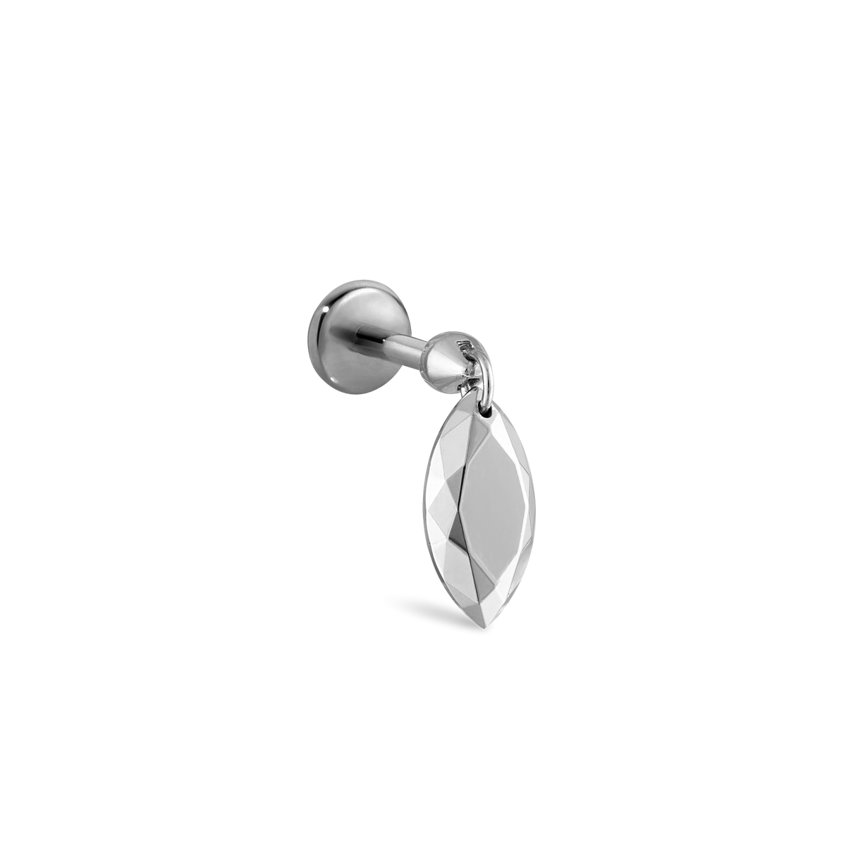 Faceted Gold Marquise Threaded Charm Earring With Titanium Backing