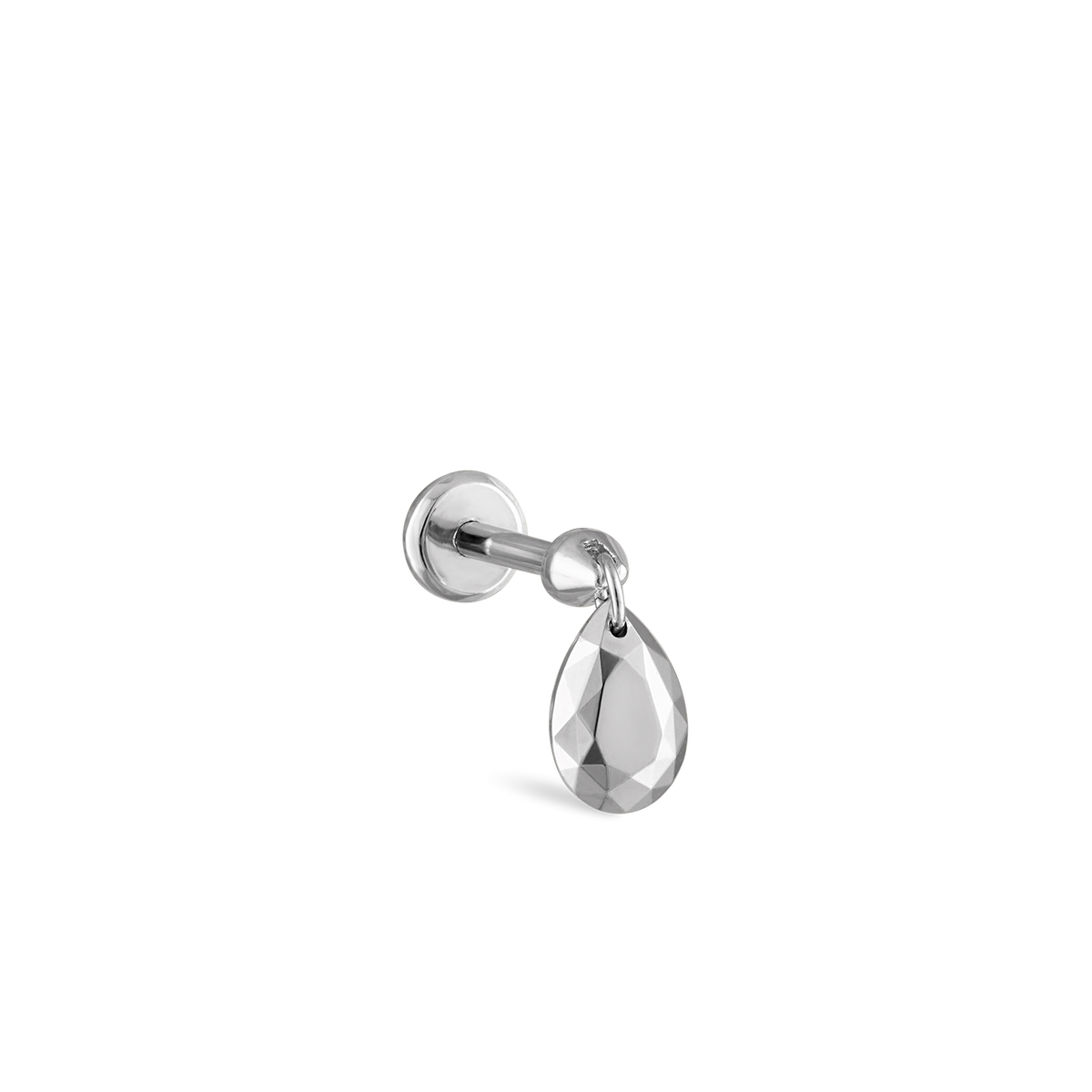 Faceted Gold Pear Threaded Charm Earring