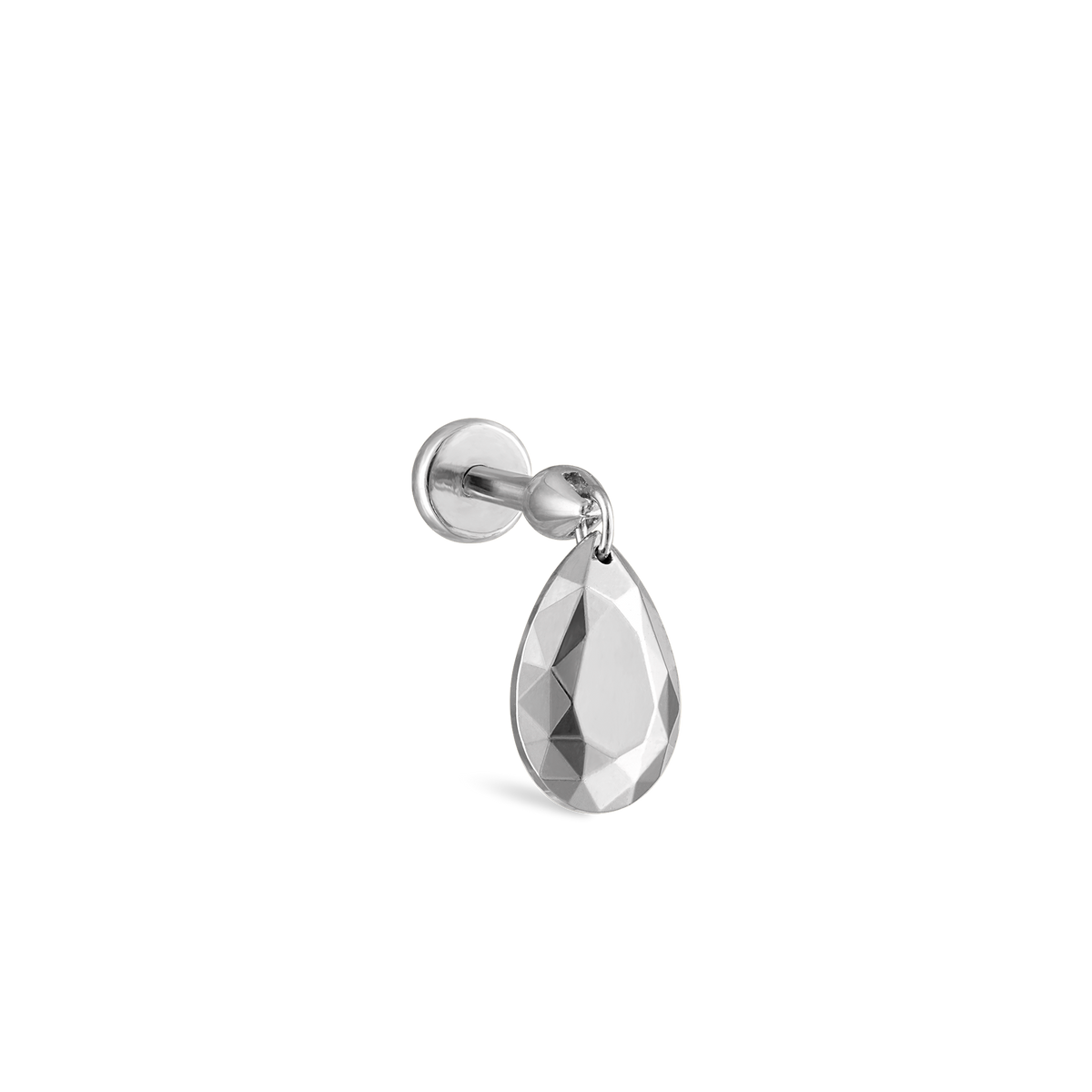 Faceted Gold Pear Threaded Charm Earring