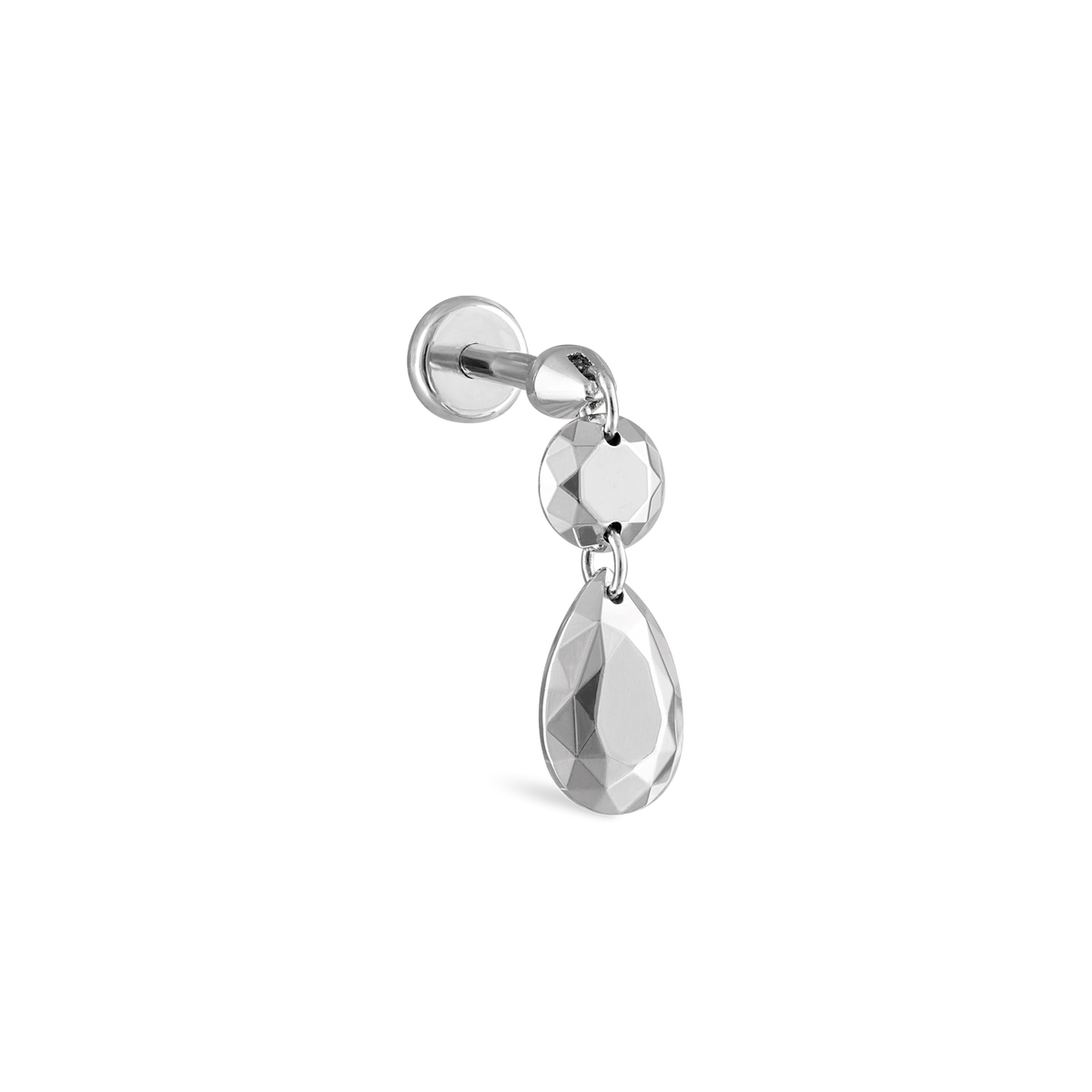 Double Faceted Gold Threaded Charm Stud Earring