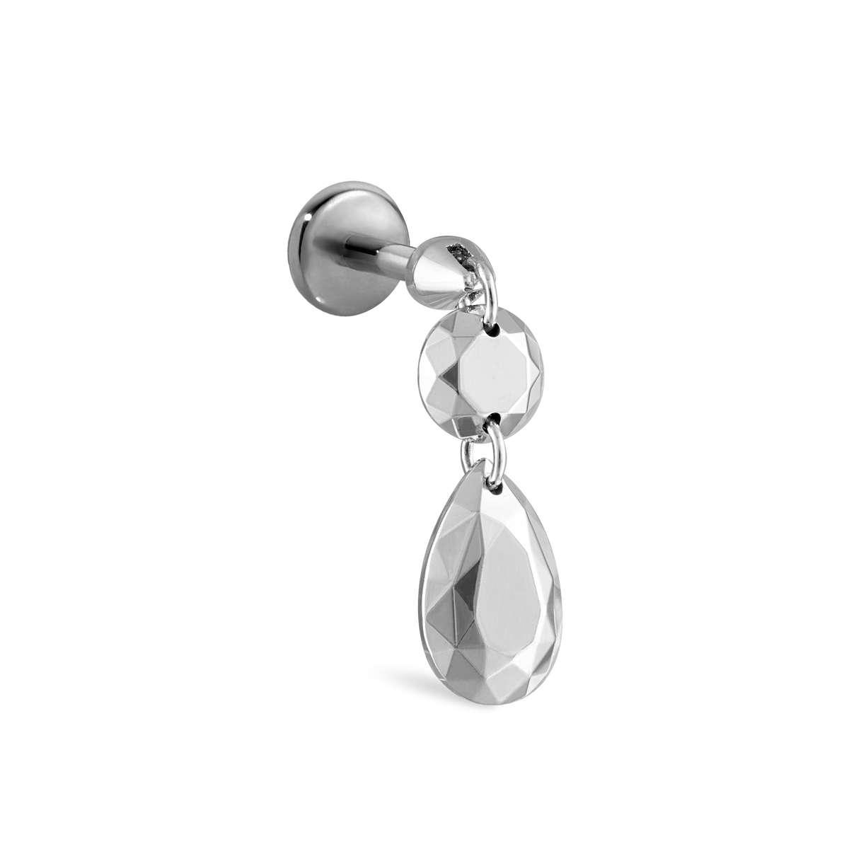 Double Faceted Gold Threaded Charm Stud Earring With Titanium Backing