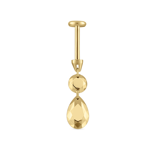 Double Faceted Gold Threaded Charm Stud Earring With Titanium Backing