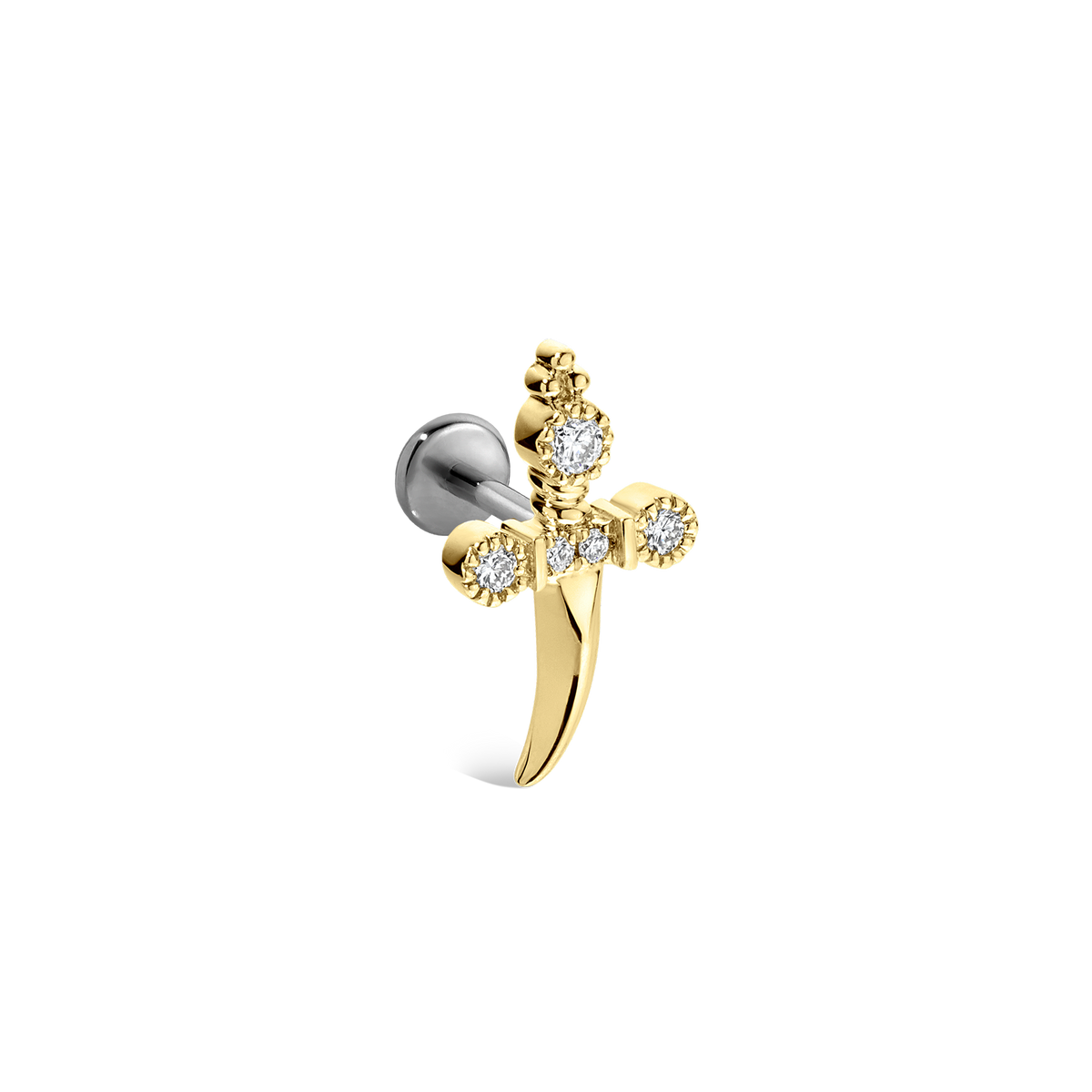 Diamond Trinity Hilt Dagger Threaded Stud With Titanium Backing