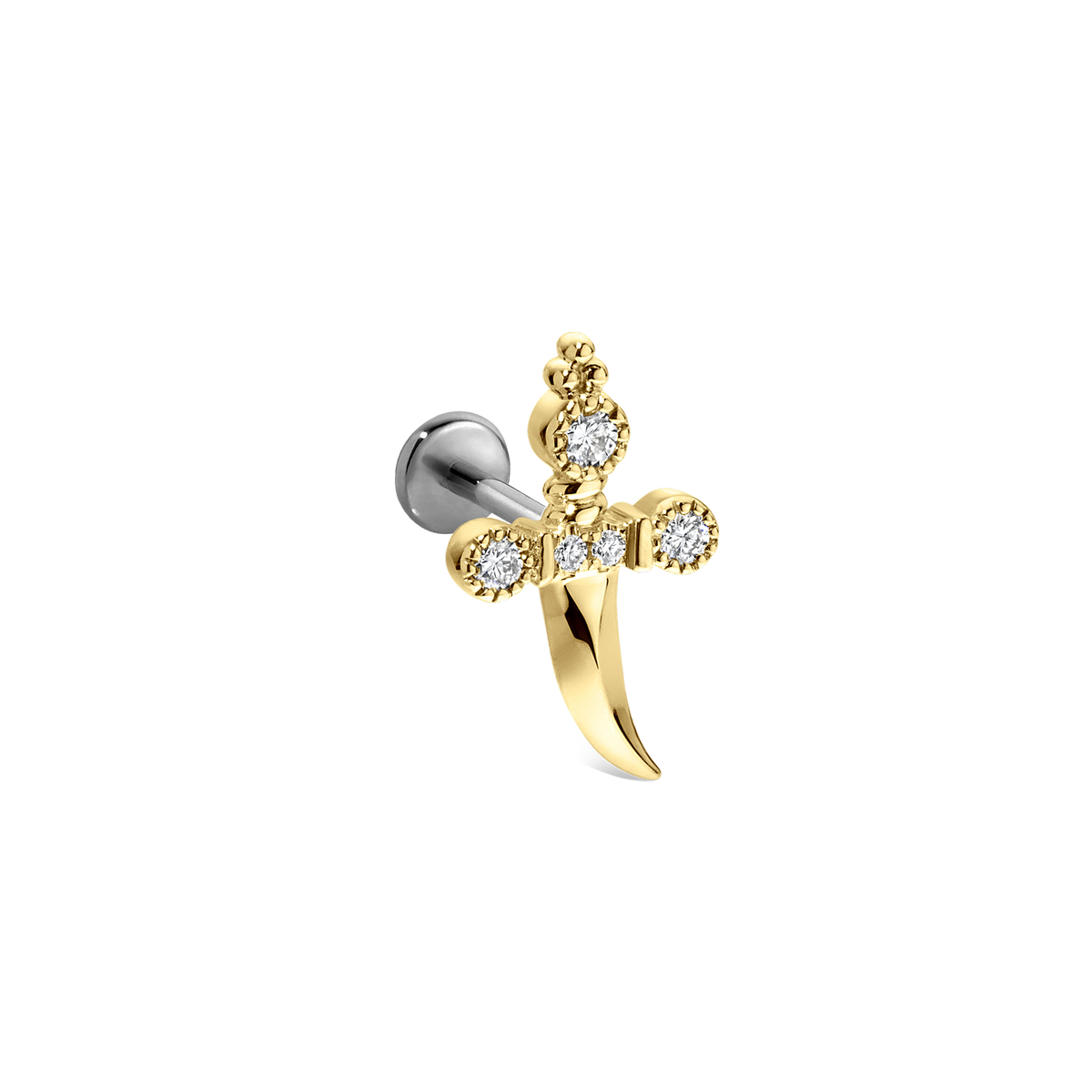 Diamond Trinity Hilt Dagger Threaded Stud With Titanium Backing
