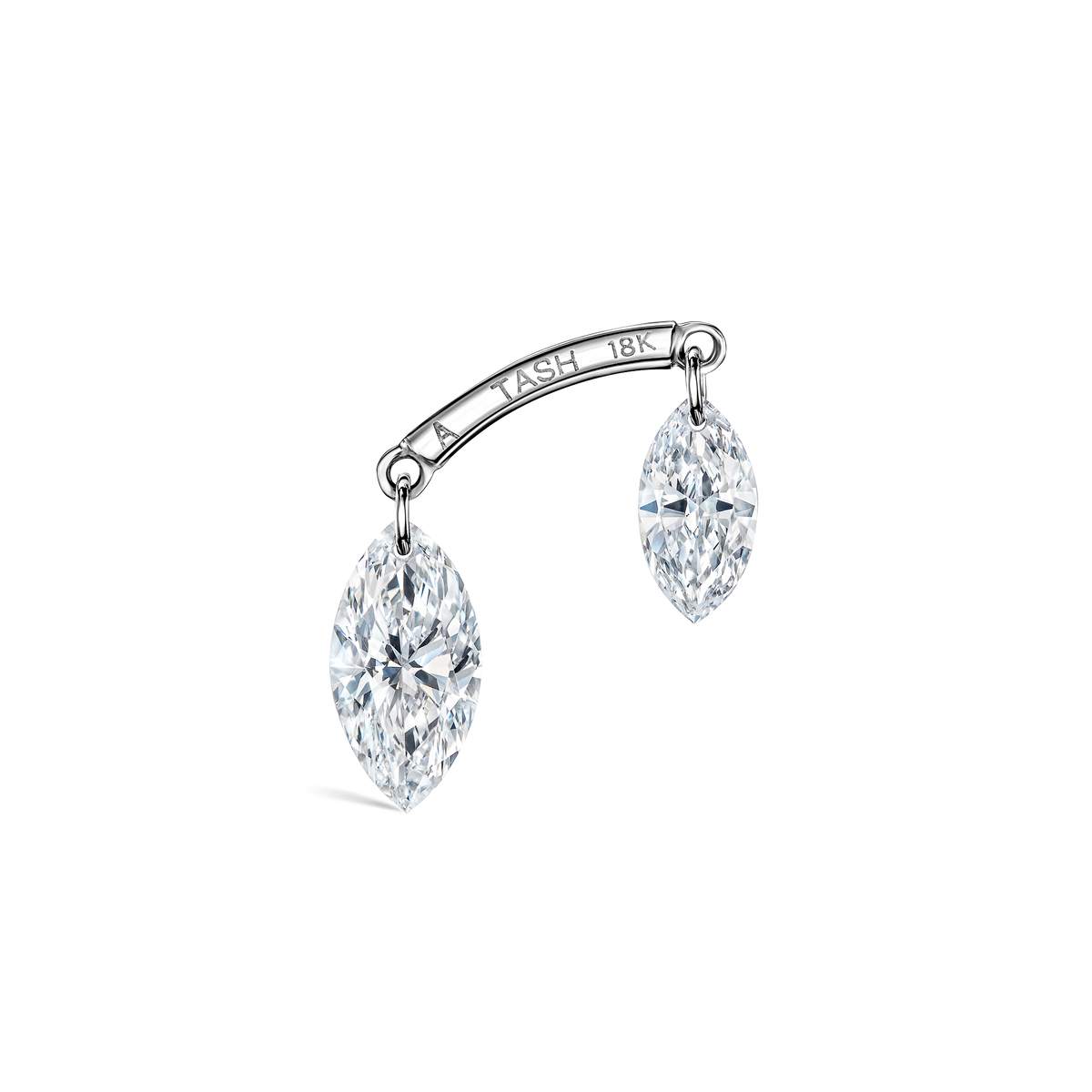 Floating Double Marquise Diamond Drape Threaded Stud Earring