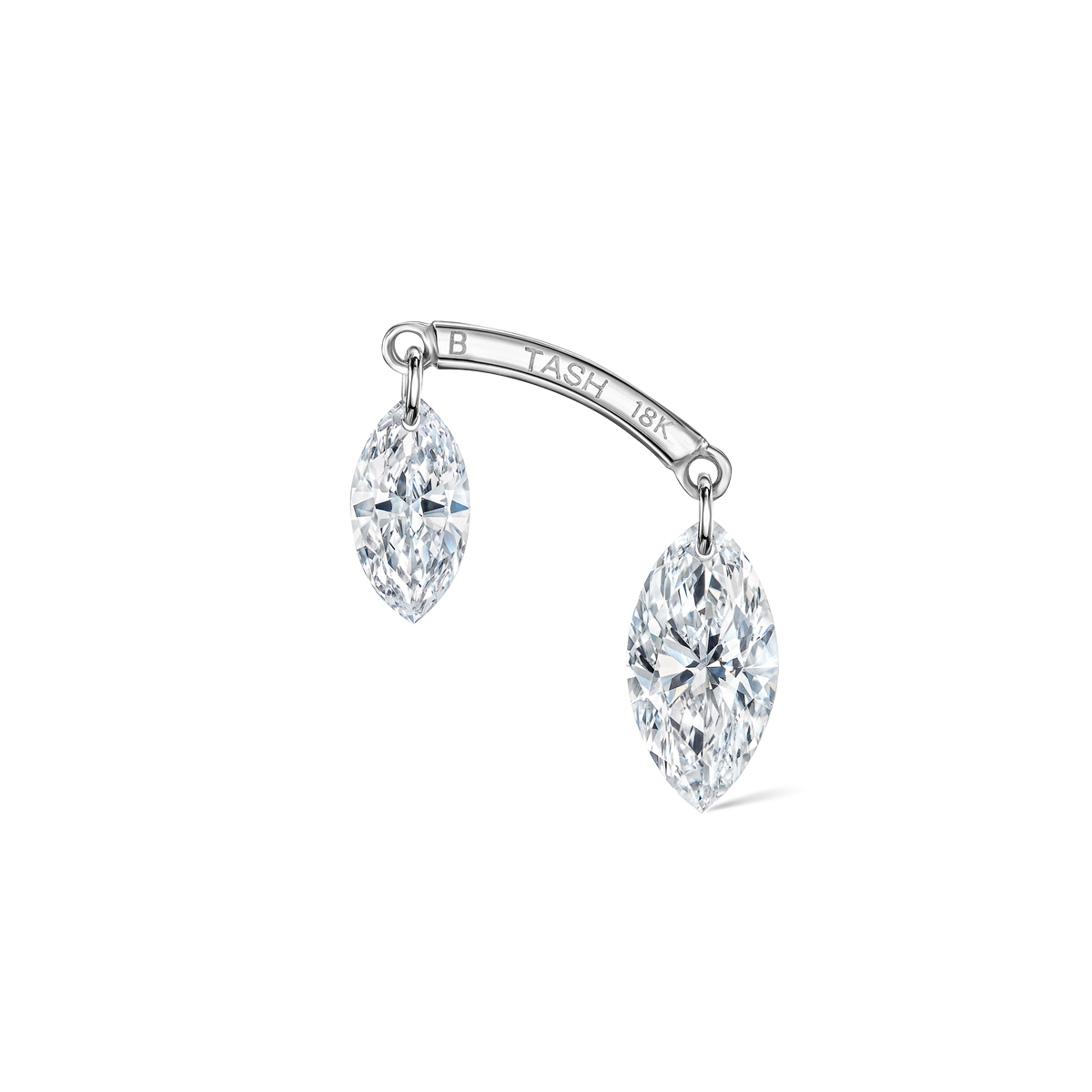 Floating Double Marquise Diamond Drape Threaded Stud Earring With Titanium Backing