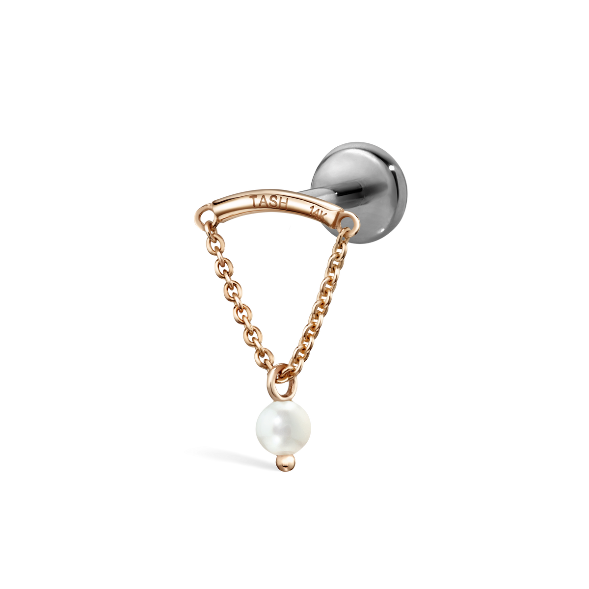 Pearl Drape Threaded Stud Earring With Titanium Backing