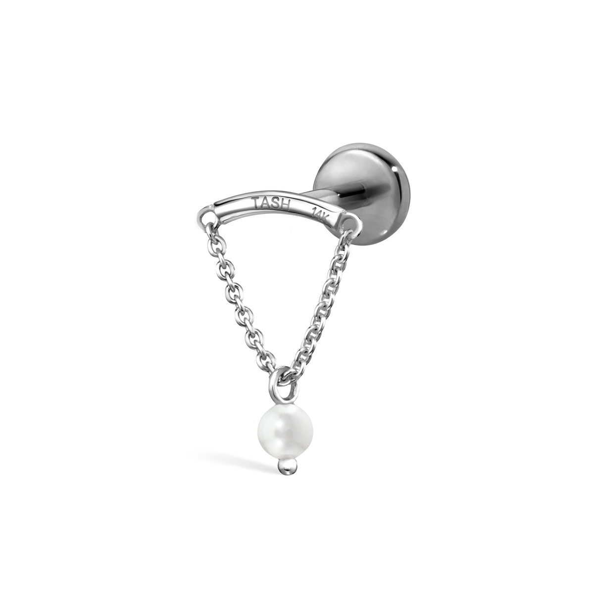 Pearl Drape Threaded Stud Earring With Titanium Backing