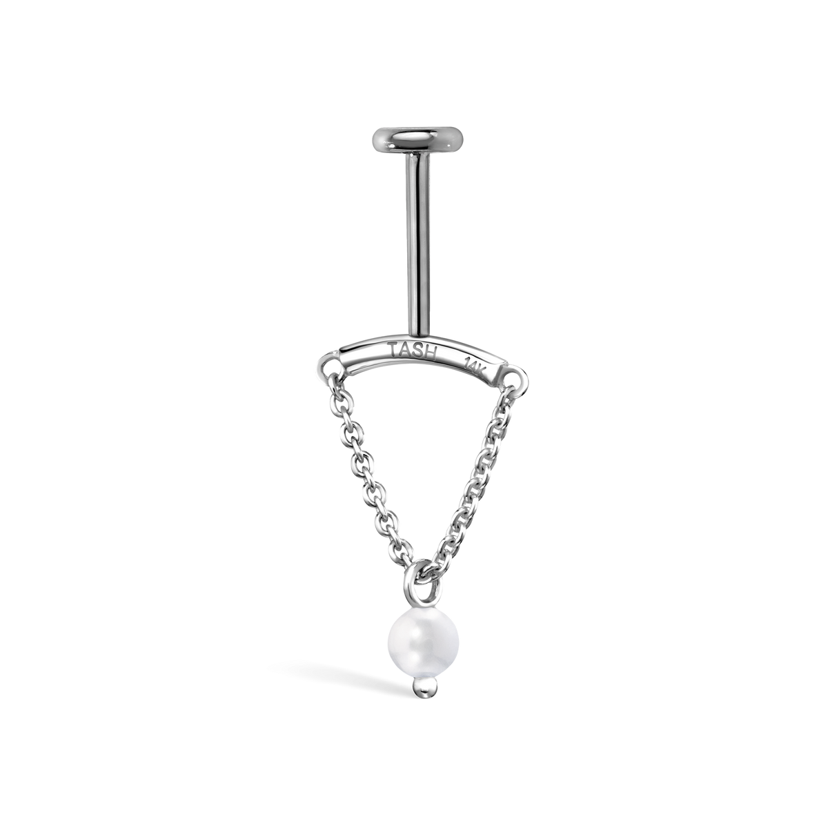 Pearl Drape Threaded Stud Earring With Titanium Backing