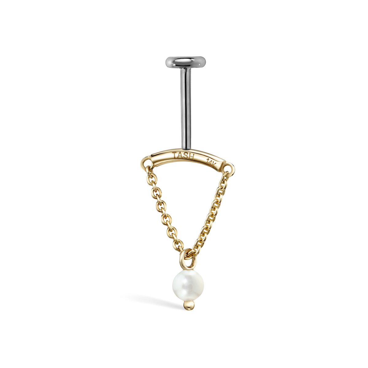 Pearl Drape Threaded Stud Earring With Titanium Backing