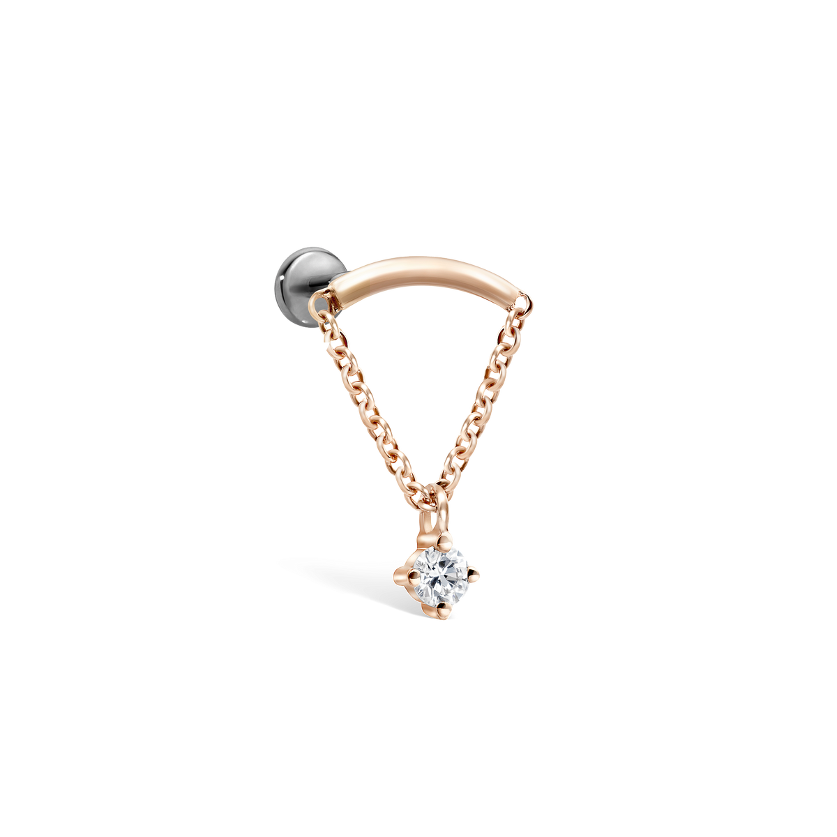 Prong Set Diamond Drape Threaded Stud Earring With Titanium Backing