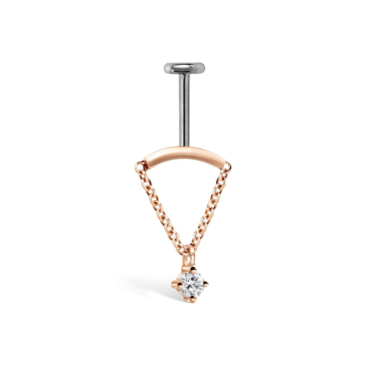 Invisible Set Triangle Diamond Drape Threaded Stud Earring