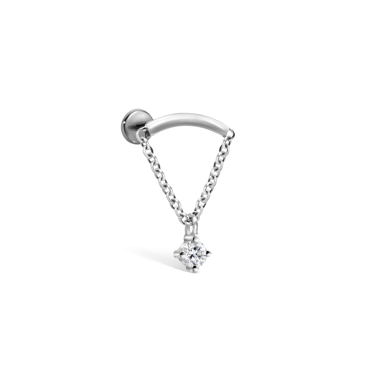 Prong Set Diamond Drape Threaded Stud Earring With Titanium Backing