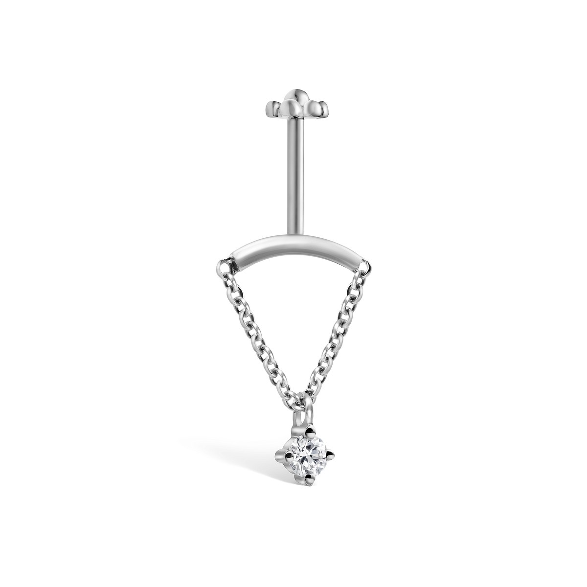 Prong Set Diamond Drape Threaded Stud Earring