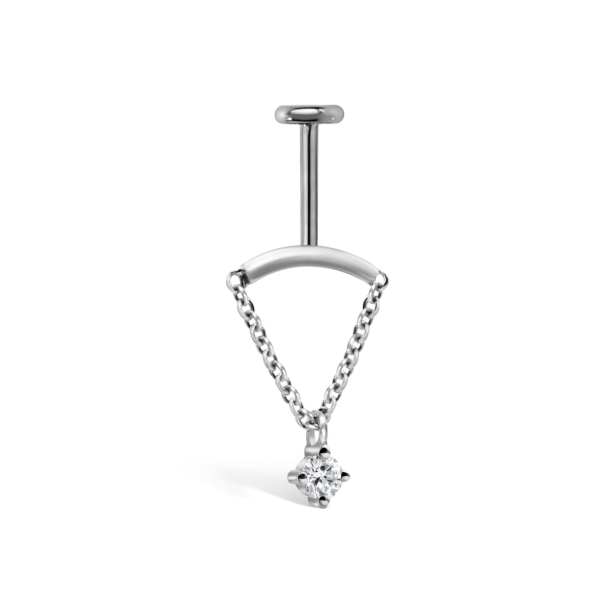 Invisible Set Triangle Diamond Drape Threaded Stud Earring