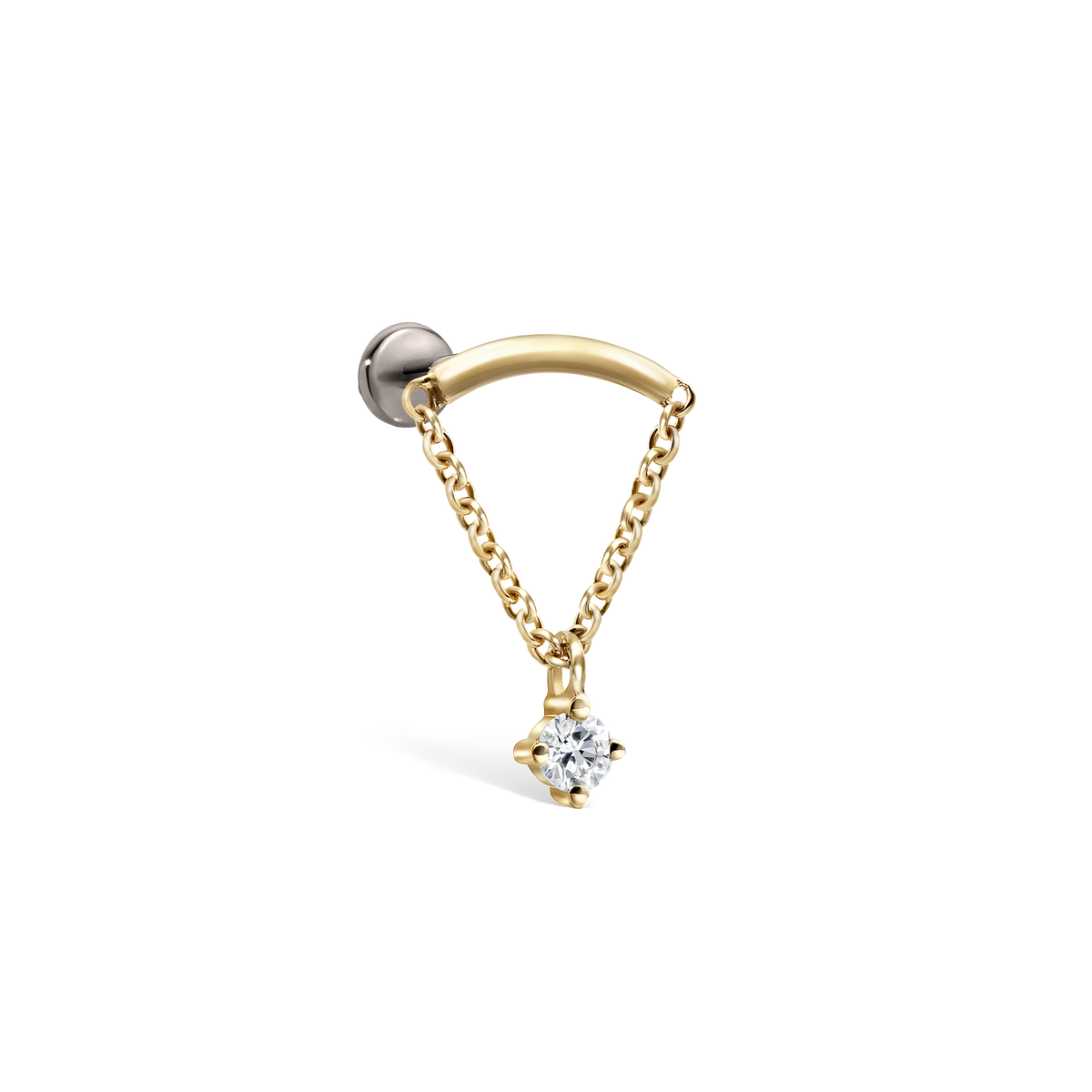 Invisible Set Triangle Diamond Drape Threaded Stud Earring