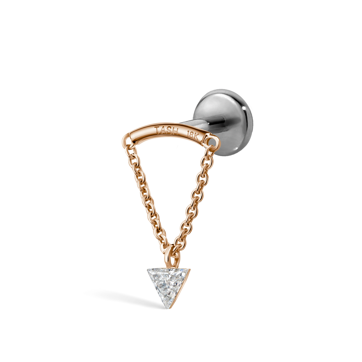 Invisible Set Triangle Diamond Drape Threaded Stud Earring