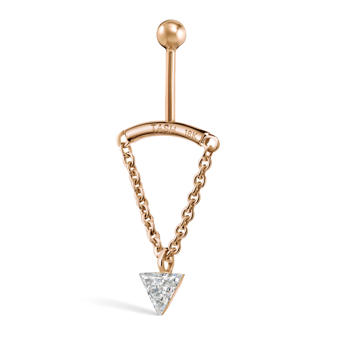 Invisible Set Triangle Diamond Drape Threaded Stud Earring