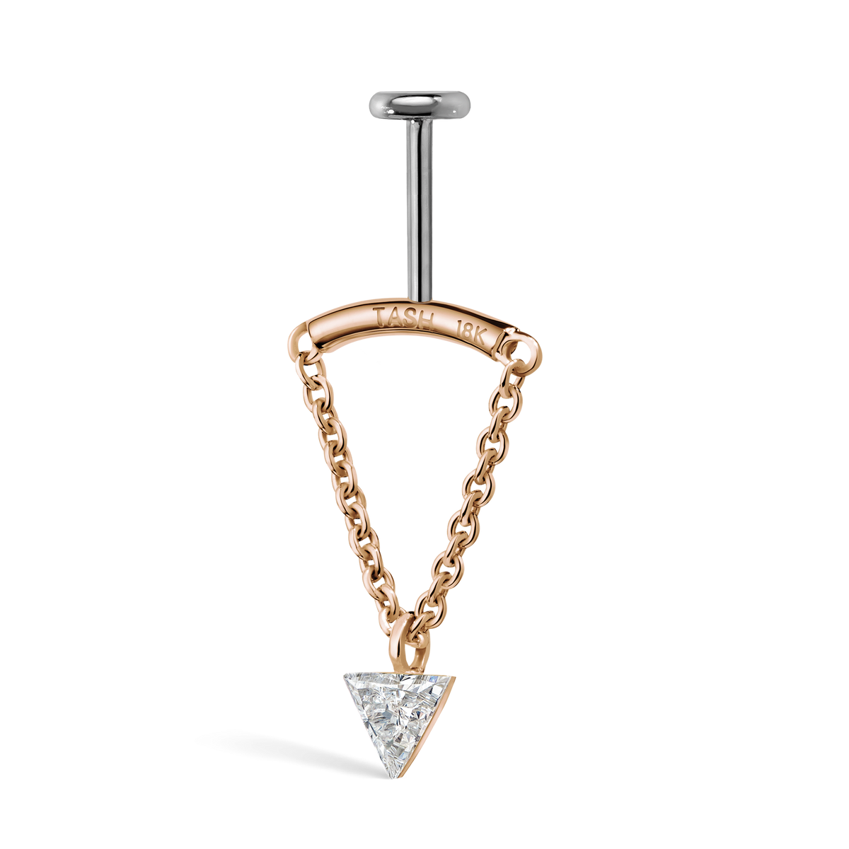 Invisible Set Triangle Diamond Drape Threaded Stud Earring