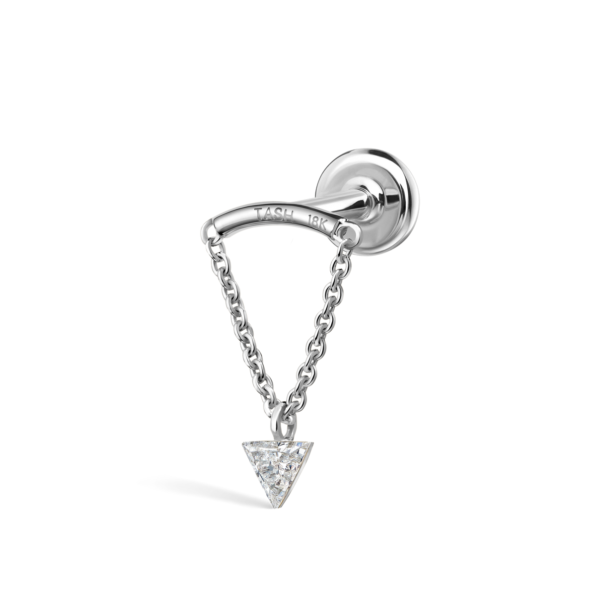 Invisible Set Triangle Diamond Drape Threaded Stud Earring
