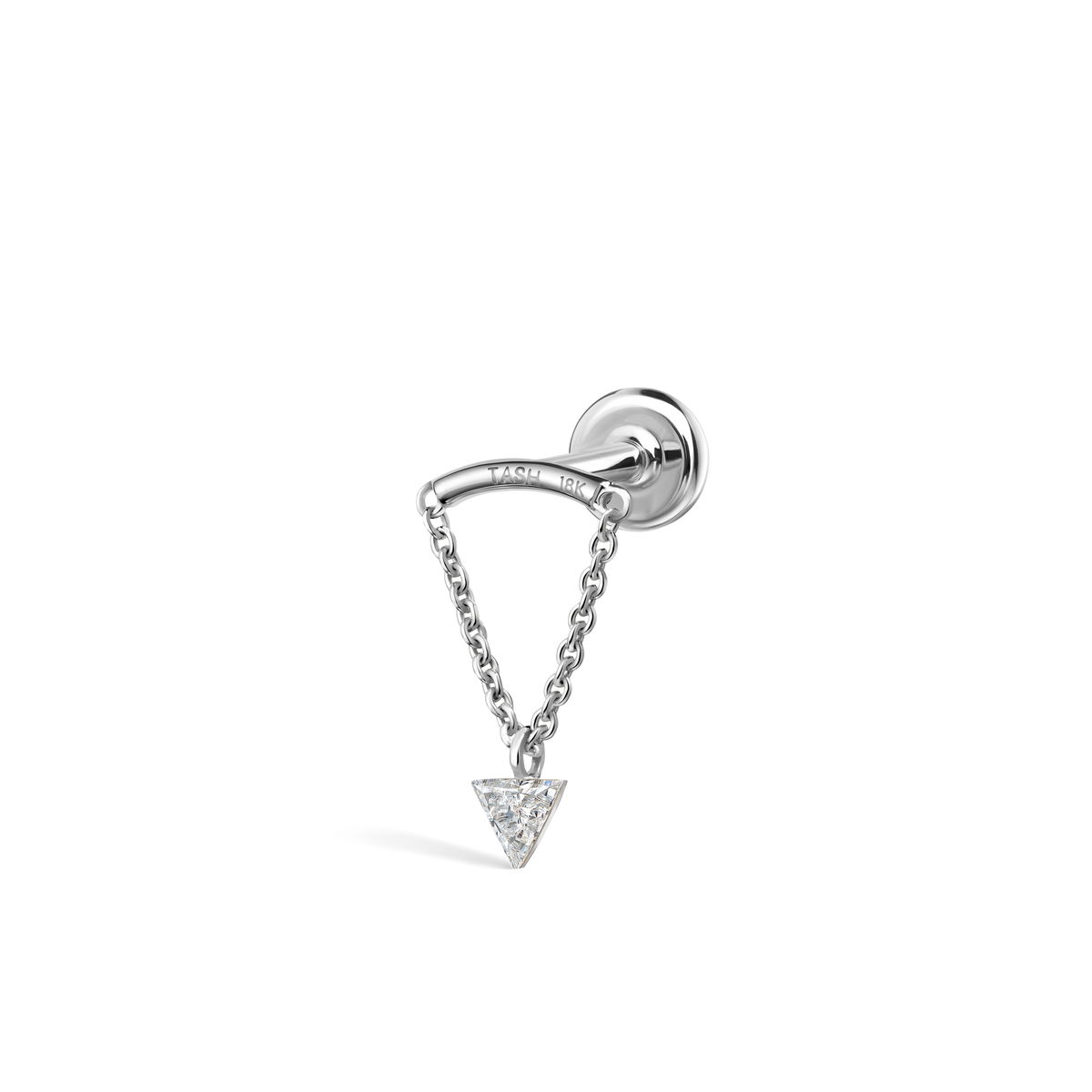 Invisible Set Triangle Diamond Drape Threaded Stud Earring