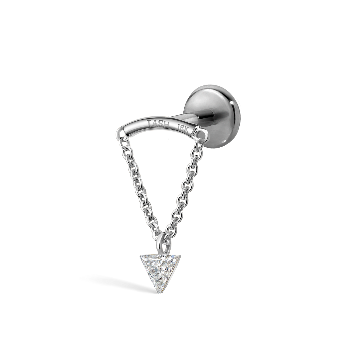 Invisible Set Triangle Diamond Drape Threaded Stud Earring