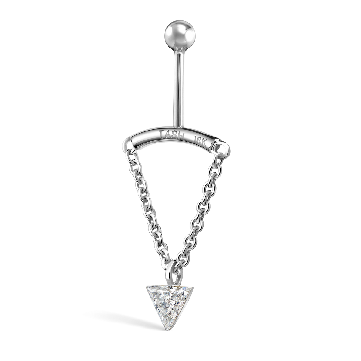 Invisible Set Triangle Diamond Drape Threaded Stud Earring