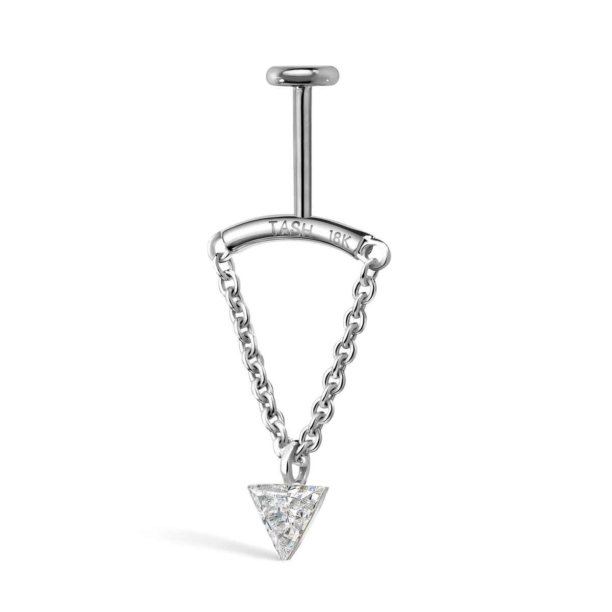 Invisible Set Triangle Diamond Drape Threaded Stud Earring