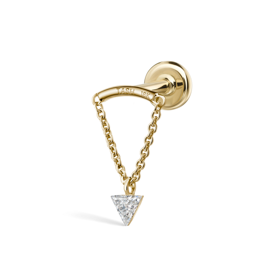 Invisible Set Triangle Diamond Drape Threaded Stud Earring