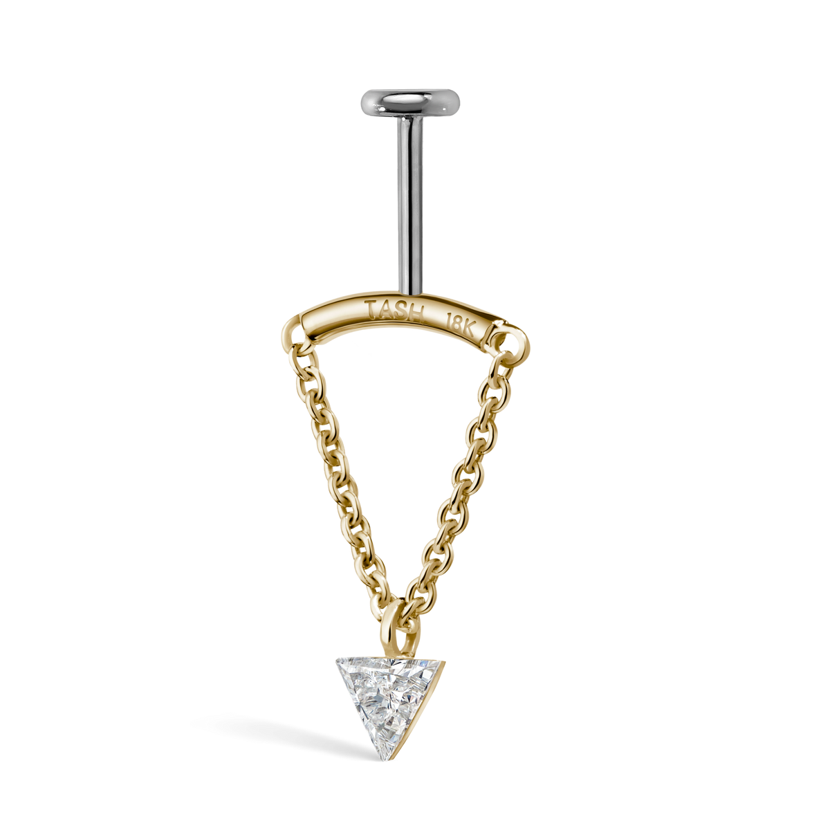 Invisible Set Triangle Diamond Drape Threaded Stud Earring
