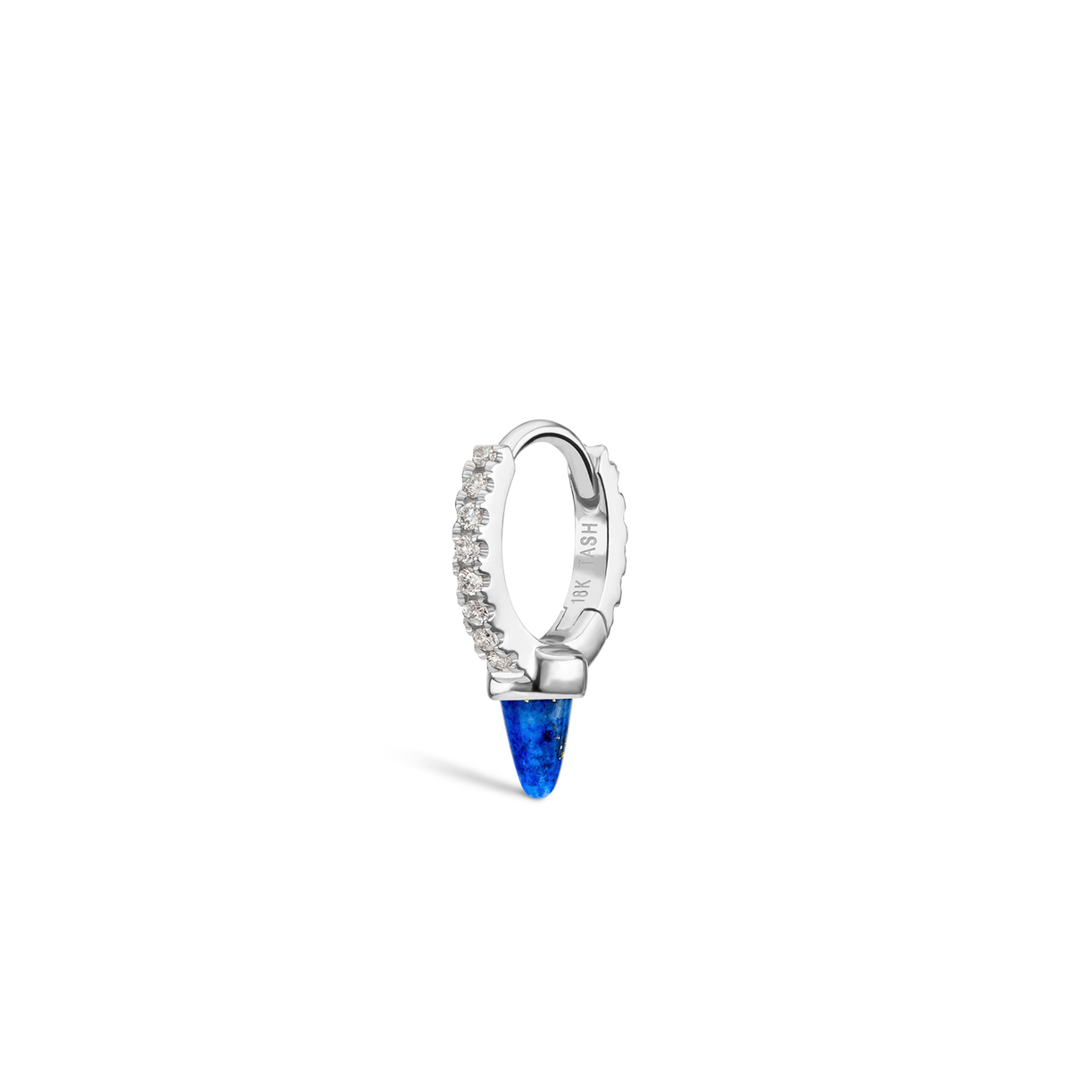 Lapis Single Short Spike Diamond Eternity Hoop Earring