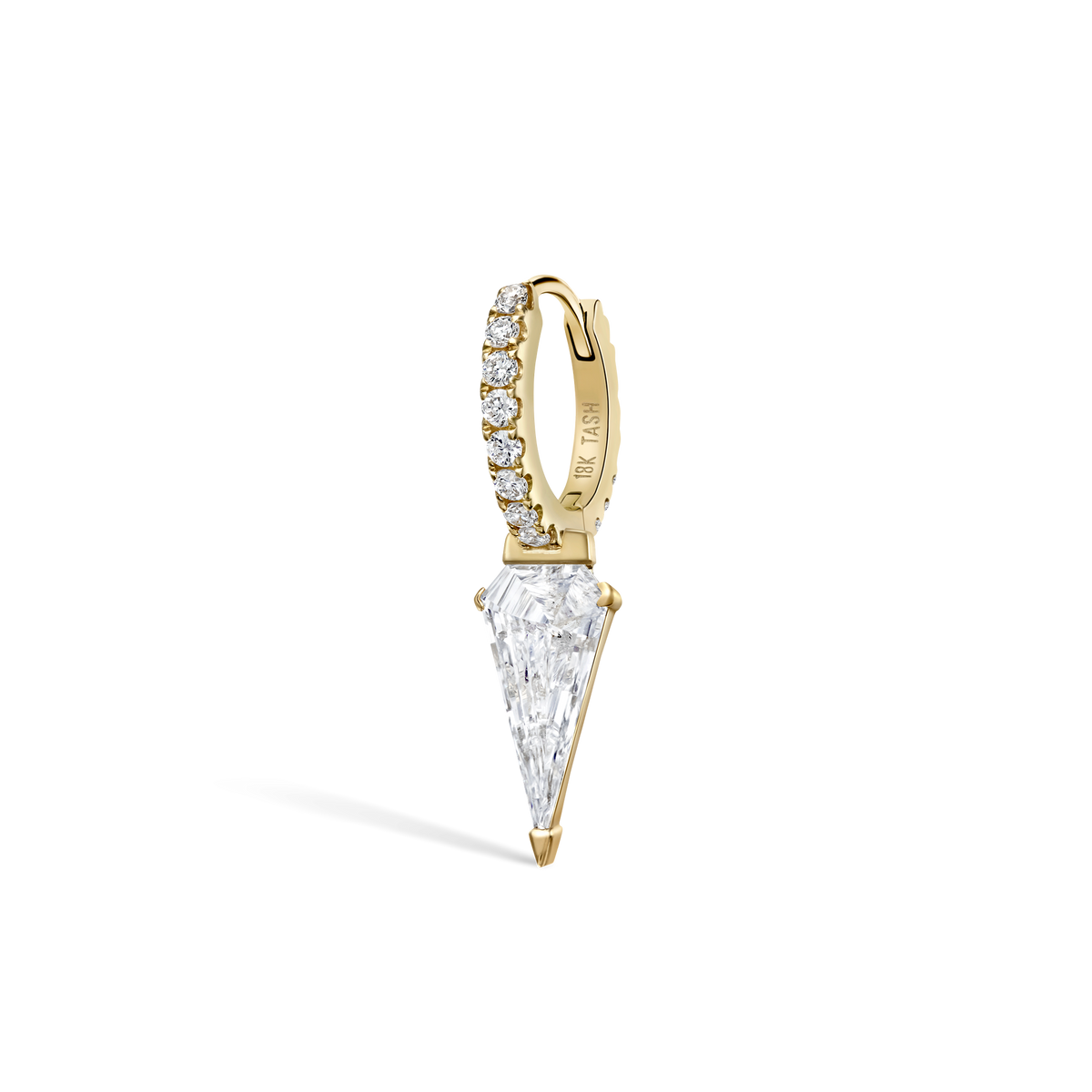 Silhouette Diamond Long Spike Eternity Hoop Earring