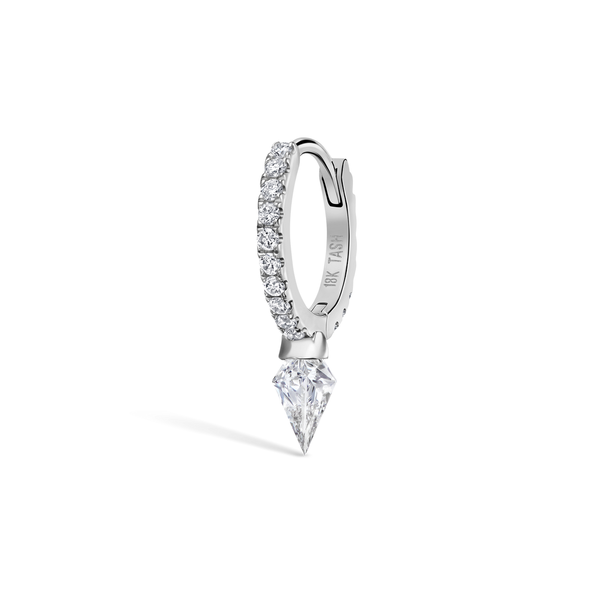Silhouette Diamond Short Spike Eternity Hoop Earring
