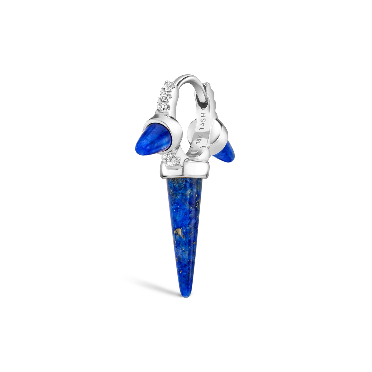 Lapis Triple Long Spike Diamond Eternity Hoop Earring