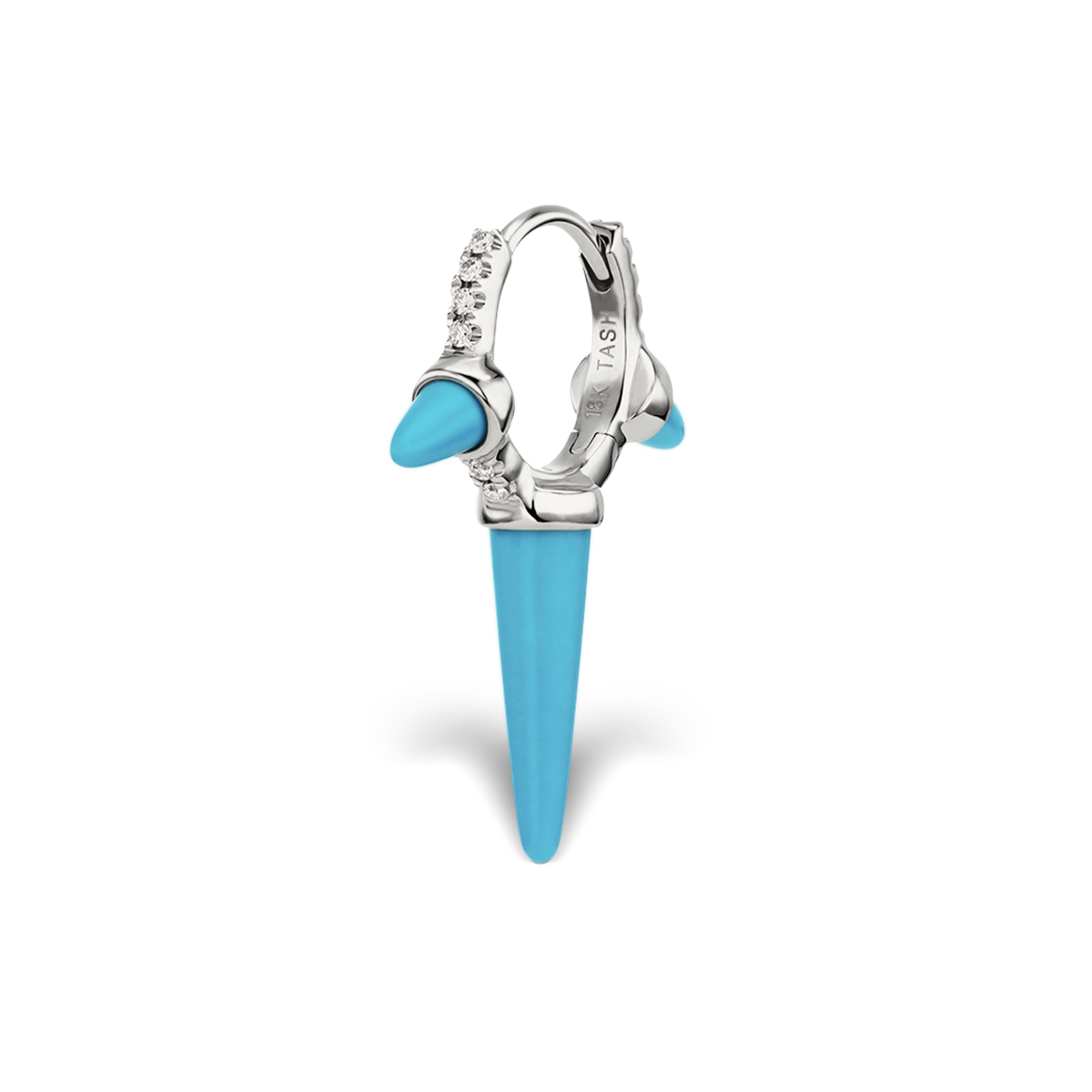 Triple Long Turquoise Spike Diamond Eternity Hoop Earring