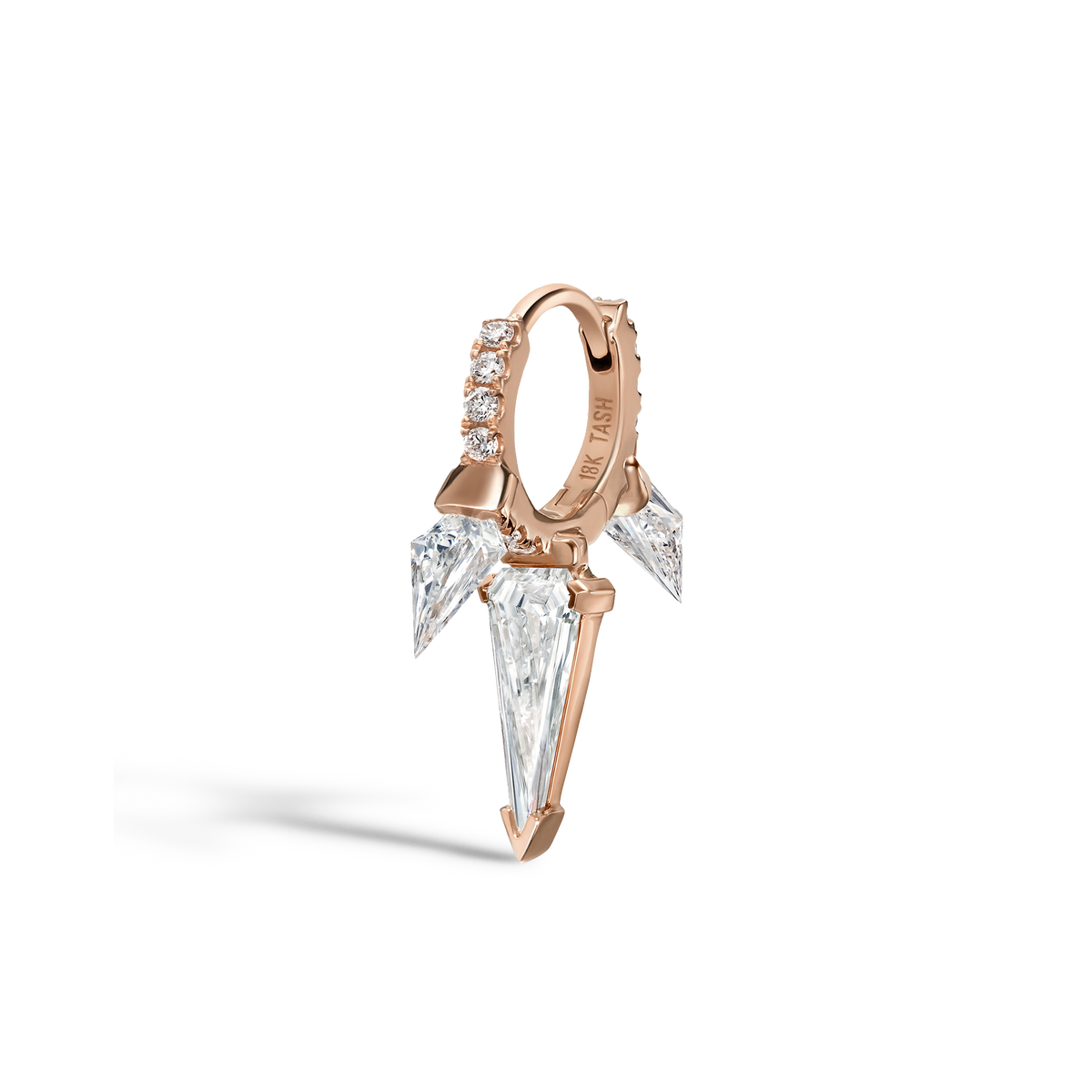 Silhouette Diamond Triple Long Spike Eternity Hoop Earring