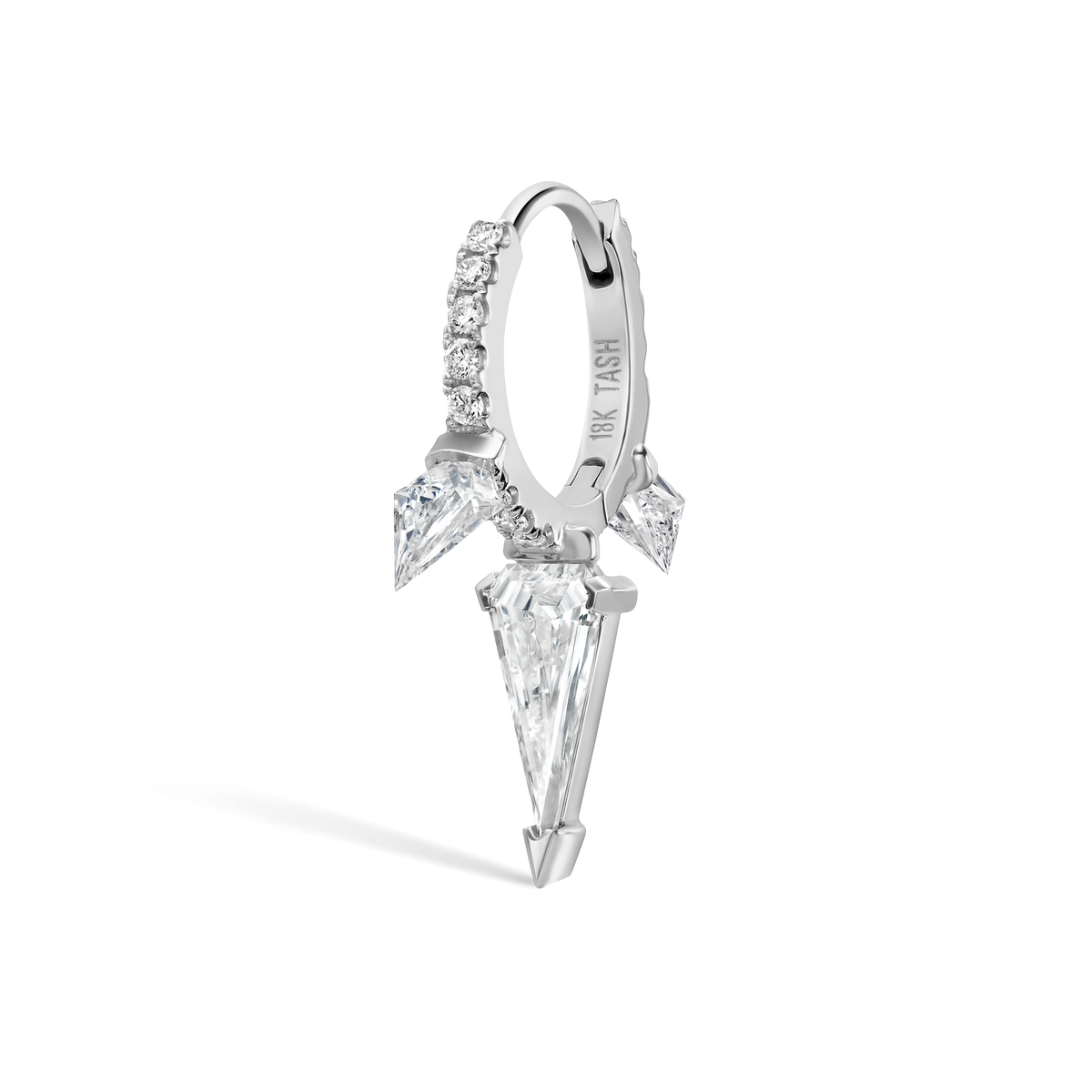 Silhouette Diamond Triple Long Spike Eternity Hoop Earring