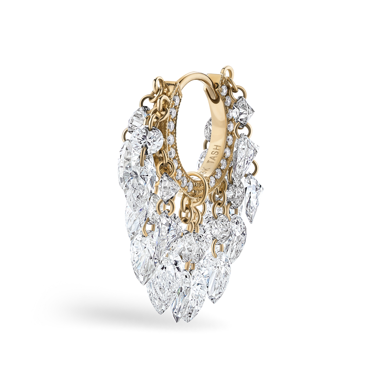 Floating Diamond Tassel Hoop Earring