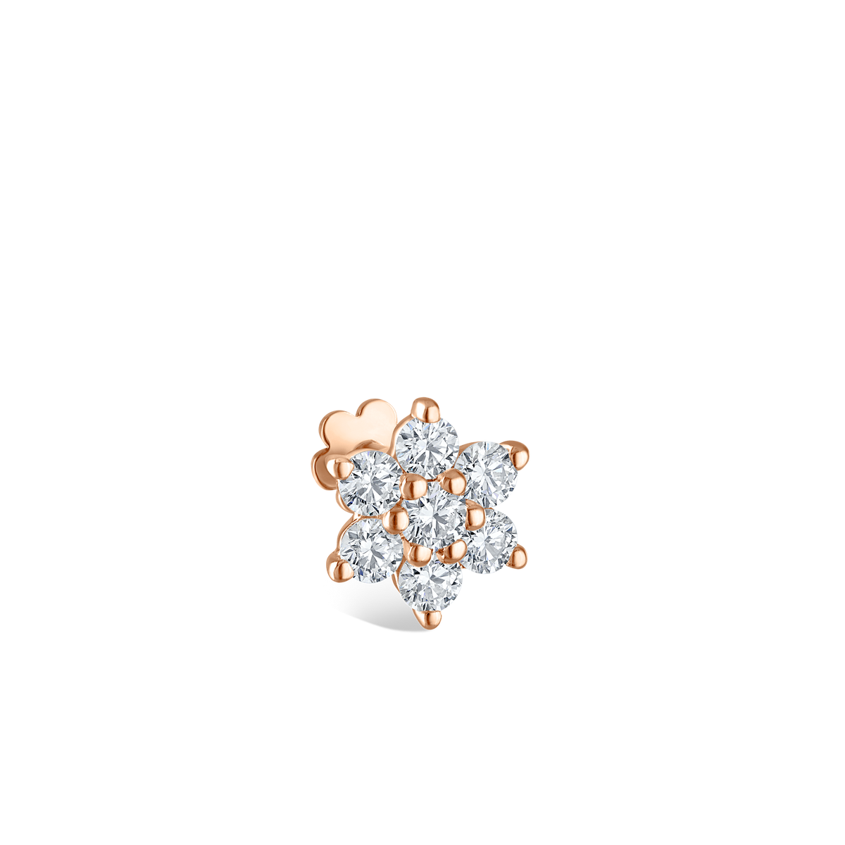 Diamond Flower Threaded Stud Earring