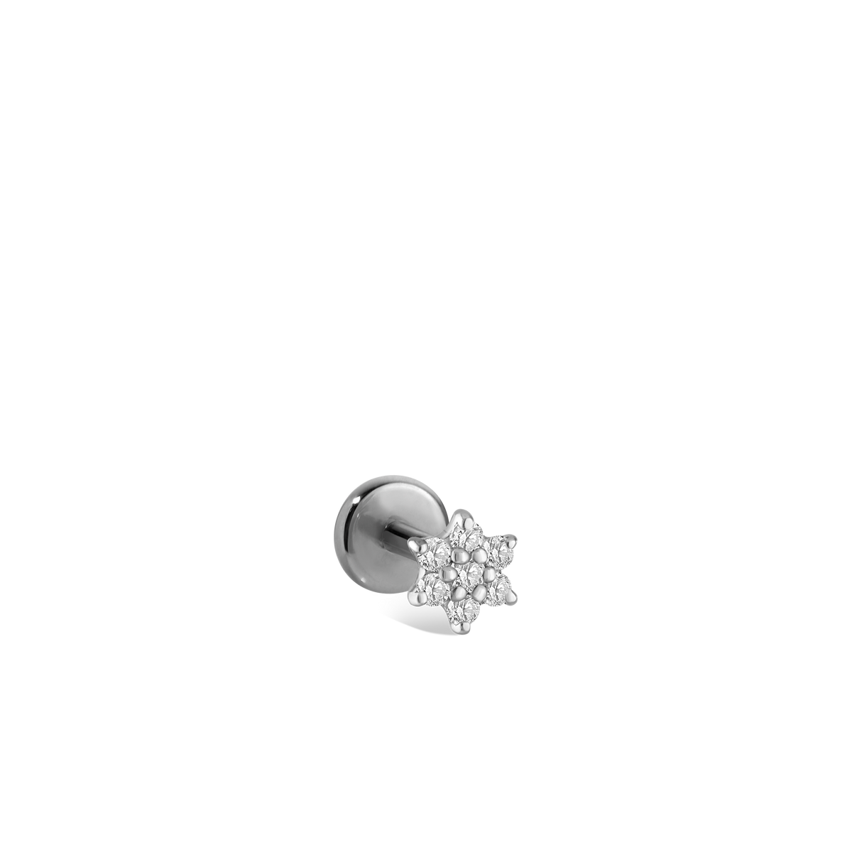Diamond Flower Threaded Stud Earring With Titanium Backing
