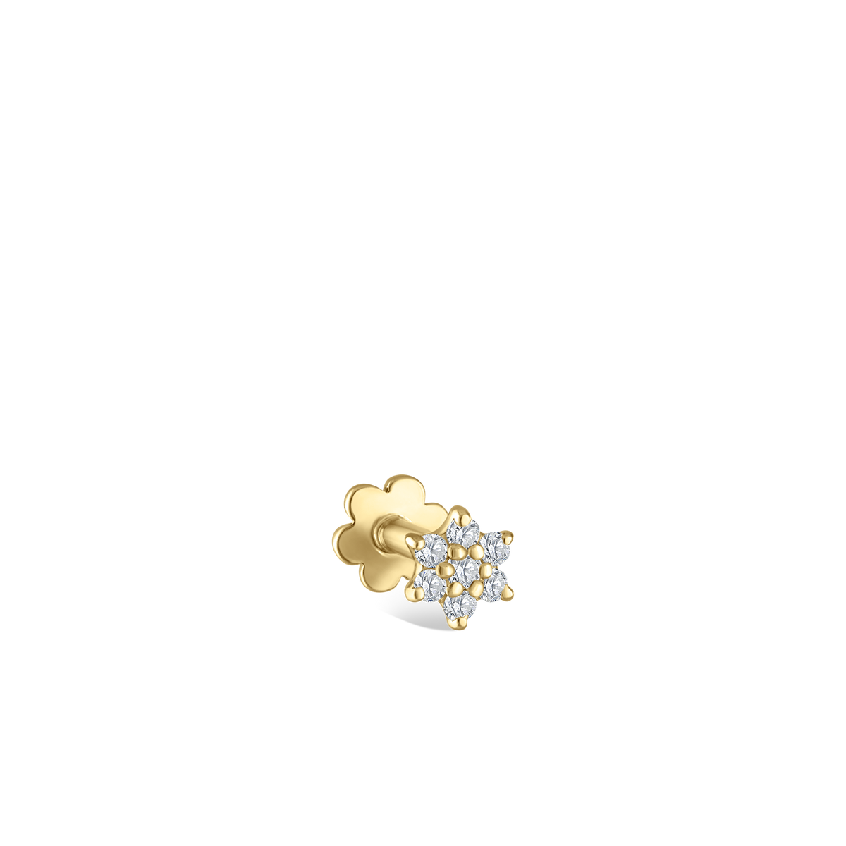 Diamond Flower Threaded Stud Earring