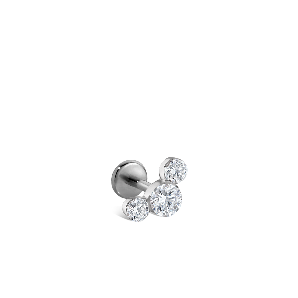 Invisible Set Three Diamond Curve Threaded Stud Earring With Titanium Backing