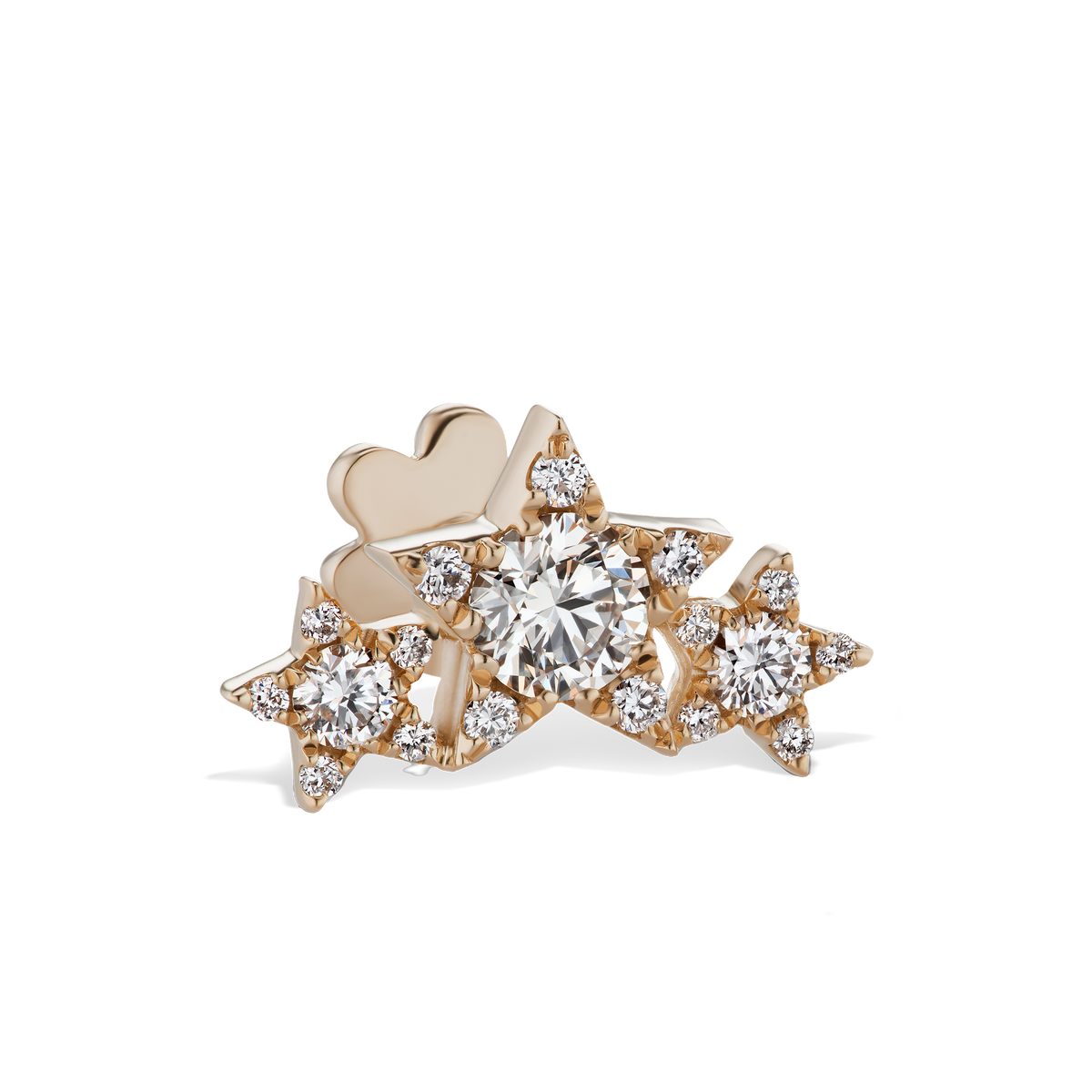 Diamond Three Star Garland Threaded Stud Earring