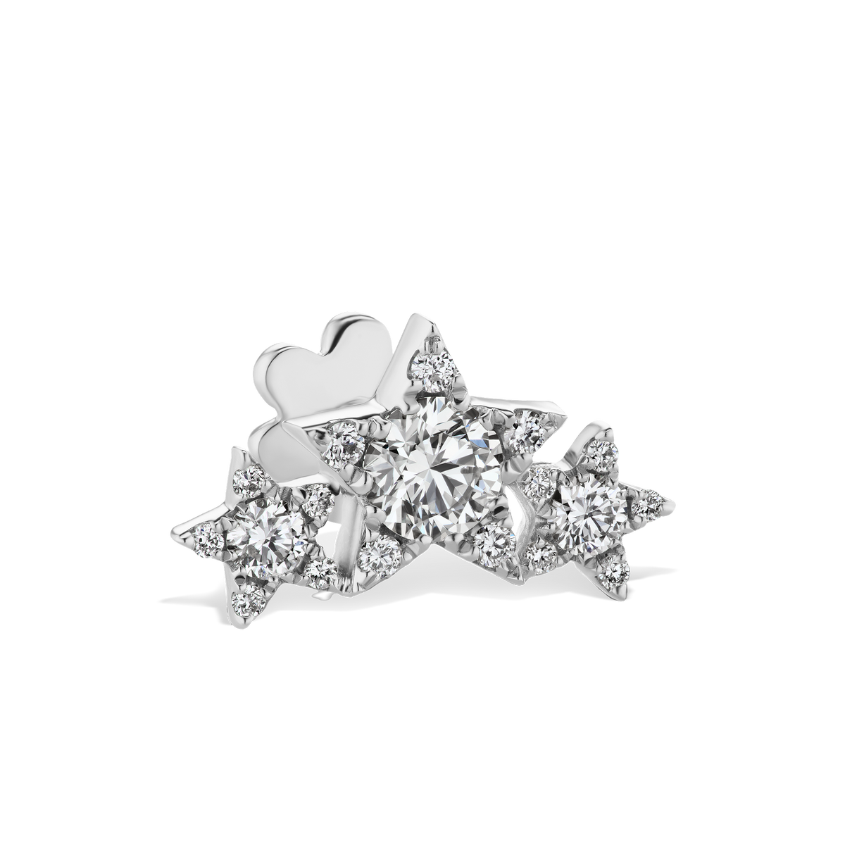 Diamond Three Star Garland Threaded Stud Earring