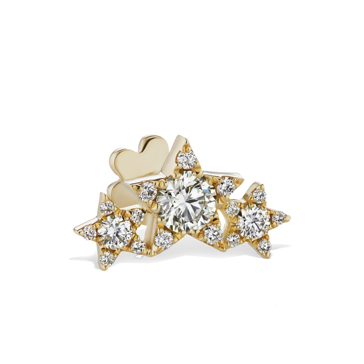 Diamond Three Star Garland Threaded Stud Earring